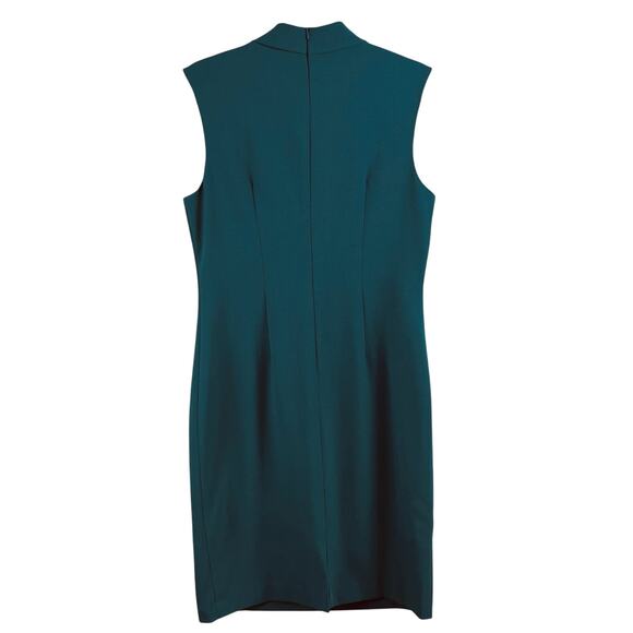 Harper Rose Teal Career Back Vent Sleeveless Tie Neck Sheath Mini Dress 12 NWOT - Picture 3 of 13